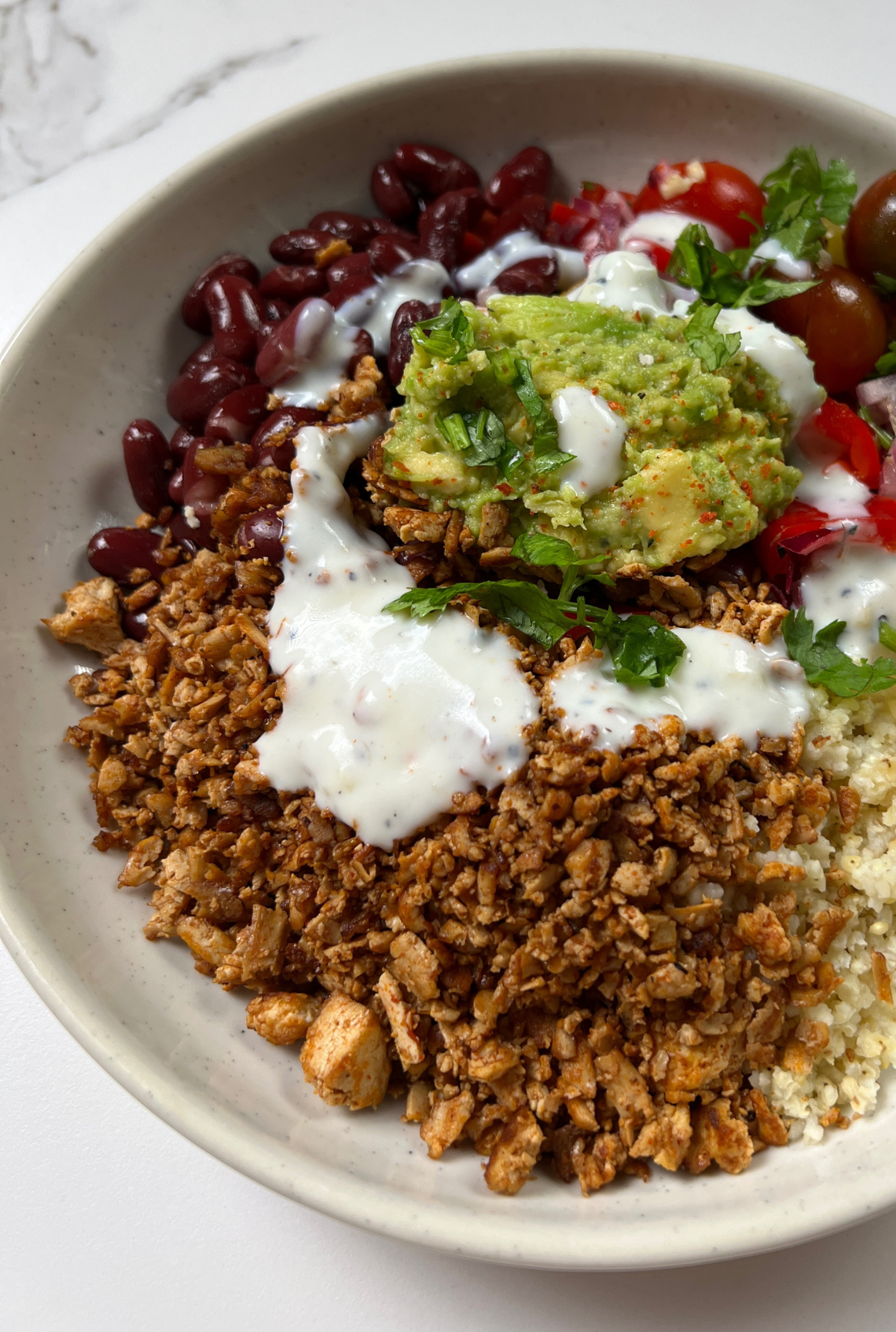 Shredded Tofu Burrito Bowl