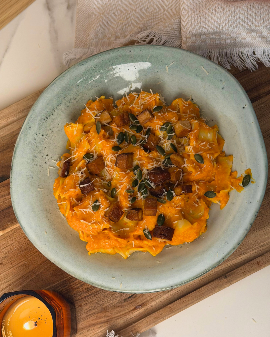 Protein Kürbis Carbonara